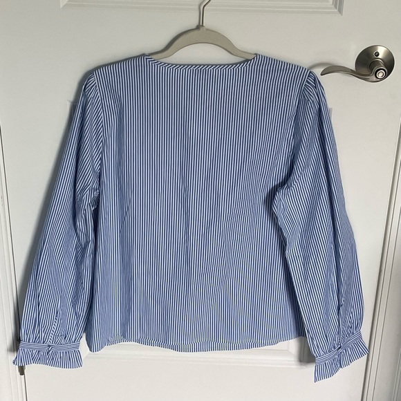 New! J. Crew button shoulder Top blouse stripe blue white 47281 - Picture 8 of 13